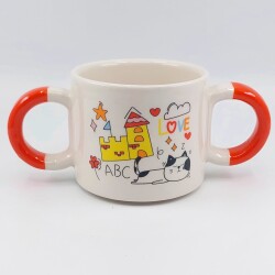 KALE UNICORN & KALE KEDİ-ÇOCUK KUPA - TURUNCU SAP - 