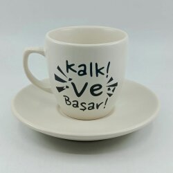 KALK VE BAŞAR-KLASİK TÜRK KAHVESİ FİNCANI - TRANSPARAN GÖVDE - 