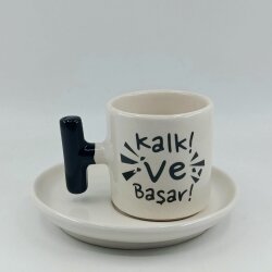 KALK VE BAŞAR-T TÜRK KAHVESİ FİNCANI - SİYAH SAP - 