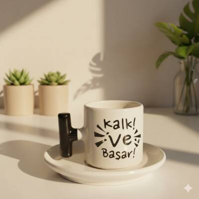 KALK VE BAŞAR-T TÜRK KAHVESİ FİNCANI - SİYAH SAP - 1