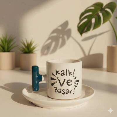 KALK VE BAŞAR-T TÜRK KAHVESİ FİNCANI - YEŞİL SAP - 1