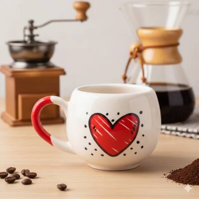 KALP BENEKLİ-BALON KUPA - KIRMIZI SAP - 1