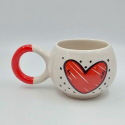 KALP BENEKLİ-BALONCUK KUPA - KIRMIZI SAP - 