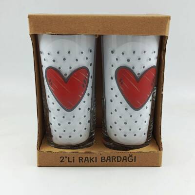 KALP BENEKLİ-İKİLİ RAKI BARDAĞI - ŞEFFAF - 1