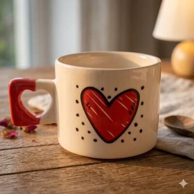 KALP BENEKLİ-KALP KUPA - KIRMIZI SAP - 1