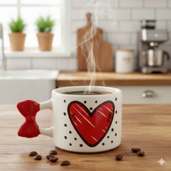 KALP BENEKLİ-KURDELE KUPA - KIRMIZI SAP - 