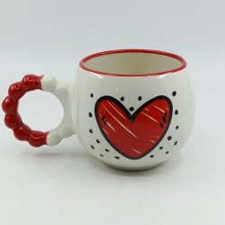 KALP BENEKLİ-PUF KUPA - KIRMIZI SAP KIRMIZI TURNET - 