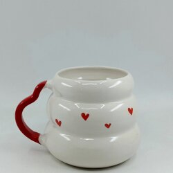 KALP BEYAZ BENEKLER-KOVAN KUPA - KIRMIZI SAP - 