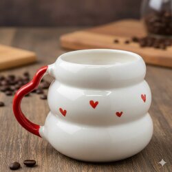 KALP BEYAZ BENEKLER-KOVAN KUPA - KIRMIZI SAP - 