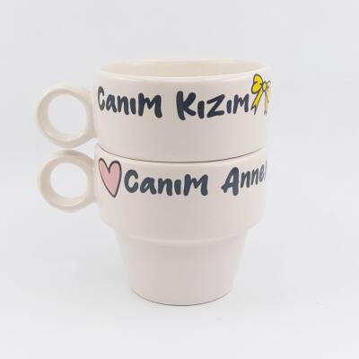 KALP CANIM ANNEM & CANIM KIZIM KURDELE-İKİLİ ESPRESSO BARDAĞI - TRANSPARAN - 1