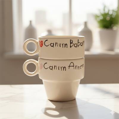 KALP CANIM ANNEM & KALP CANIM BABAM-İKİLİ ESPRESSO BARDAĞI - TRANSPARAN - 1