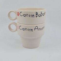 KALP CANIM ANNEM & KALP CANIM BABAM-İKİLİ ESPRESSO BARDAĞI - TRANSPARAN - 1