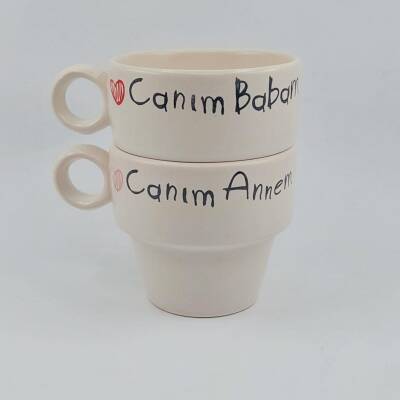 KALP CANIM ANNEM & KALP CANIM BABAM-İKİLİ ESPRESSO BARDAĞI - TRANSPARAN - 1