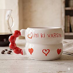 KALP İYİ Kİ VARSIN & KALP-HARMONİ KUPA - KIRMIZI SAP - 