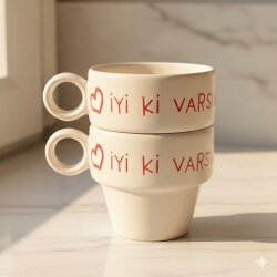 KALP İYİ Kİ VARSIN & KALP-İKİLİ ESPRESSO BARDAĞI - TRANSPARAN - 