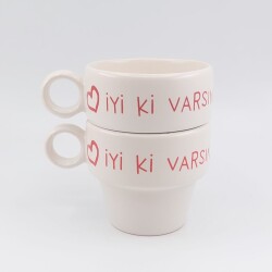 KALP İYİ Kİ VARSIN & KALP-İKİLİ ESPRESSO BARDAĞI - TRANSPARAN - 1