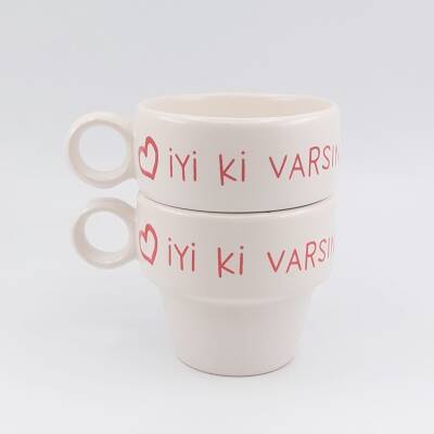 KALP İYİ Kİ VARSIN & KALP-İKİLİ ESPRESSO BARDAĞI - TRANSPARAN - 2