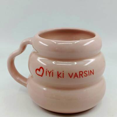 KALP İYİ Kİ VARSIN & KALP-KOVAN KUPA - PEMBE SAP PEMBE GÖVDE - 1