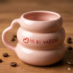 KALP İYİ Kİ VARSIN & KALP-KOVAN KUPA - PEMBE SAP PEMBE GÖVDE - 