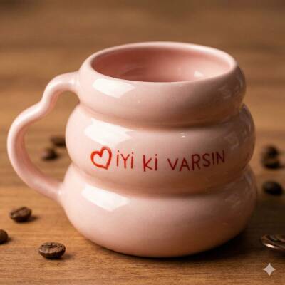 KALP İYİ Kİ VARSIN & KALP-KOVAN KUPA - PEMBE SAP PEMBE GÖVDE - 1