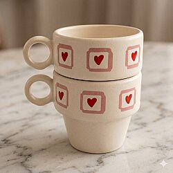 KALP KUTUCUK-İKİLİ ESPRESSO BARDAĞI - TRANSPARAN - 