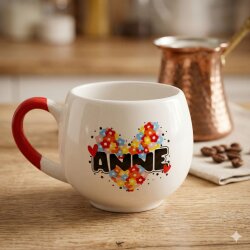 KALPLER ÇİÇEKLER ANNE-BALON KUPA - KIRMIZI SAP - 