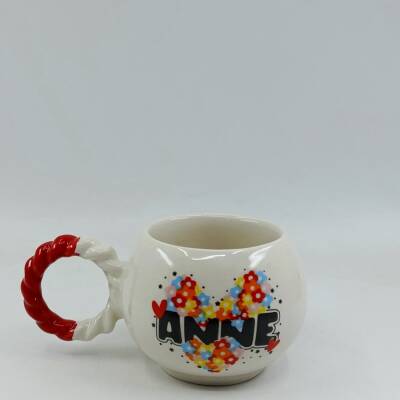 KALPLER ÇİÇEKLER ANNE-BALONCUK KUPA - KIRMIZI SAP - 1