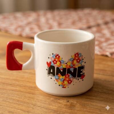 KALPLER ÇİÇEKLER ANNE-KALP KUPA - KIRMIZI SAP - 1