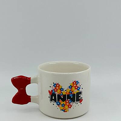 KALPLER ÇİÇEKLER ANNE-KURDELE KUPA - KIRMIZI SAP - 1