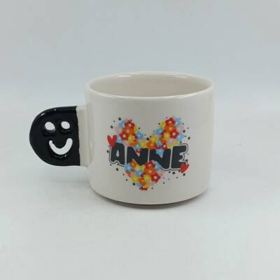 KALPLER ÇİÇEKLER ANNE-SMİLE KUPA - SİYAH SAP - 1