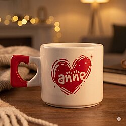 KALPLİ ANNE-KALP KUPA - KIRMIZI SAP - 