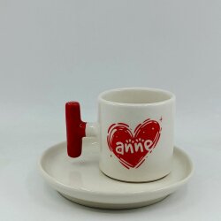 KALPLİ ANNE-T TÜRK KAHVESİ FİNCANI - KIRMIZI SAP - 