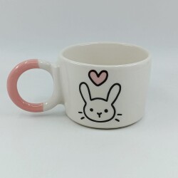 KALPLİ TAVŞAN-DÜĞÜM KUPA - PEMBE SAP - 