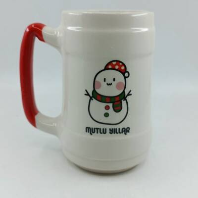 KARDANADAM MUTLU YILLAR-SERAMİK BİRA BARDAĞI - KIRMIZI SAP - 1