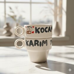 KARIM DA KARIM & KOCAM DA KOCAM-İKİLİ ESPRESSO BARDAĞI - TRANSPARAN - 