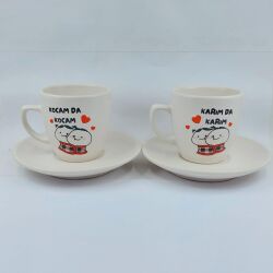 KARIM DA KARIM & KOCAM DA KOCAM-İKİLİ TÜRK KAHVESİ FİNCANI - TRANSPARAN - 