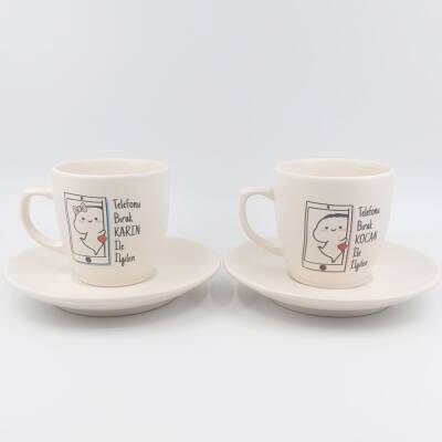 KARINLA İLGİLEN & KOCANLA İLGİLEN-İKİLİ TÜRK KAHVESİ FİNCANI - TRANSPARAN - 1