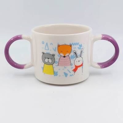 KEDİ TİLKİ TAVŞAN-ÇOCUK KUPA - PEMBE SAP - 1