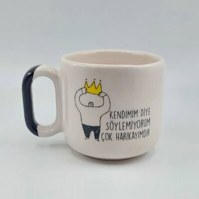 KENDİMİM DİYE SÖYLEMİYORUM-TAÇLI-ARYA ÇAY FİNCANI - SİYAH SAP - 1