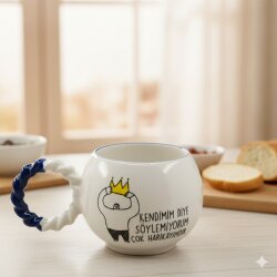 KENDİMİM DİYE SÖYLEMİYORUM-TAÇLI-BALONCUK KUPA - KOBALT SAP - 