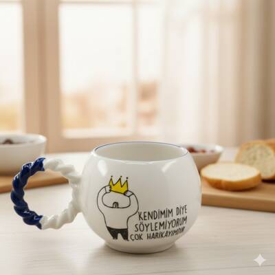 KENDİMİM DİYE SÖYLEMİYORUM-TAÇLI-BALONCUK KUPA - KOBALT SAP - 1