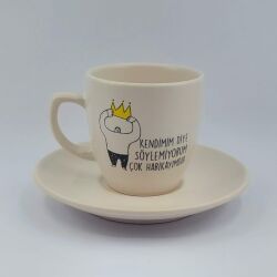 KENDİMİM DİYE SÖYLEMİYORUM-TAÇLI-KLASİK TÜRK KAHVESİ FİNCANI - TRANSPARAN - 