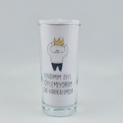 KENDİMİM DİYE SÖYLEMİYORUM-TAÇLI-RAKI BARDAĞI - ŞEFFAF - 