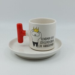 KENDİMİM DİYE SÖYLEMİYORUM-TAÇLI-T TÜRK KAHVESİ FİNCANI - TURUNCU SAP - 