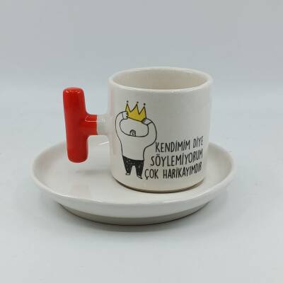 KENDİMİM DİYE SÖYLEMİYORUM-TAÇLI-T TÜRK KAHVESİ FİNCANI - TURUNCU SAP - 1