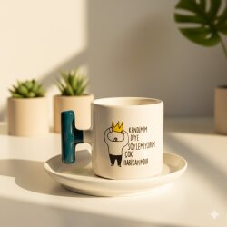 KENDİMİM DİYE SÖYLEMİYORUM-TAÇLI-T TÜRK KAHVESİ FİNCANI - YEŞİL SAP - 