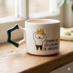 KENDİMİM DİYE SÖYLEMİYORUM-TAÇLI-YILDIZ KUPA - YEŞİL SAP - 