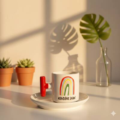 KENDİNE İNAN-T TÜRK KAHVESİ FİNCANI - TURUNCU SAP - 1