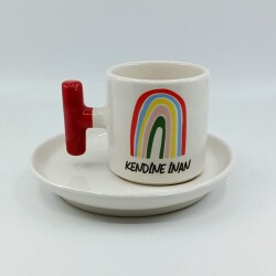 KENDİNE İNAN-T TÜRK KAHVESİ FİNCANI - TURUNCU SAP - 