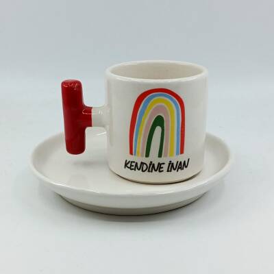 KENDİNE İNAN-T TÜRK KAHVESİ FİNCANI - TURUNCU SAP - 1